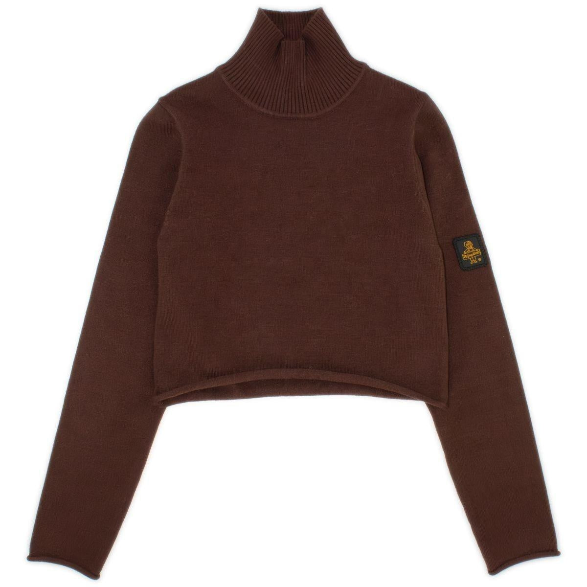 Maglione cropped da ragazza a collo alto  con costine