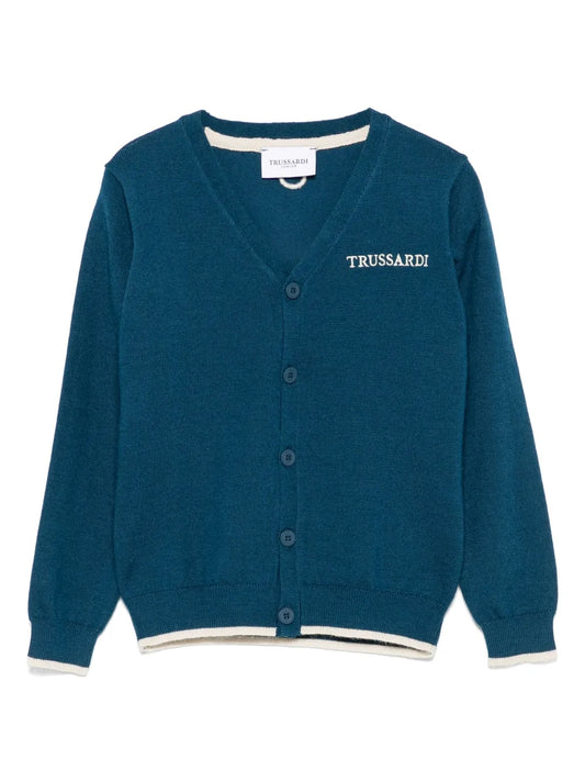 Cardigan con scollo a V e dettagli a contrasto