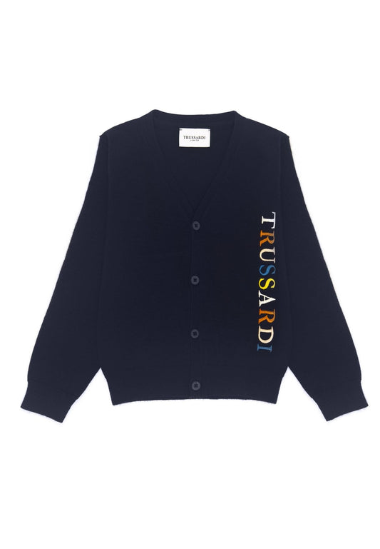 Cardigan con maxi logo lettering laterale