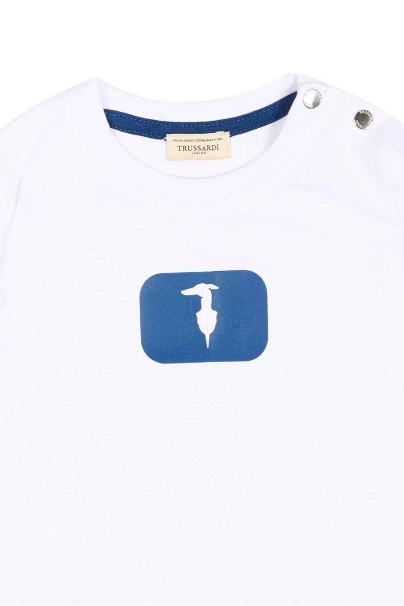 T-shirt da neonato e bambino in cotone con logo stampato a contrasto colore sul davanti TIP26093TS
