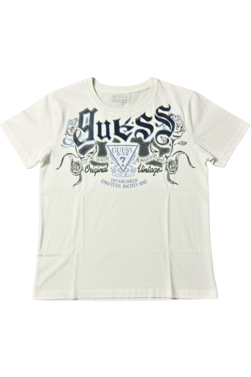 T-shirt da ragazzo con stampa a fantasia con logo stilizzato a contrasto colore L6RI21K8HM4