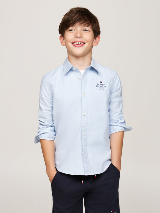 Camicia slim a maniche lunghe con logo