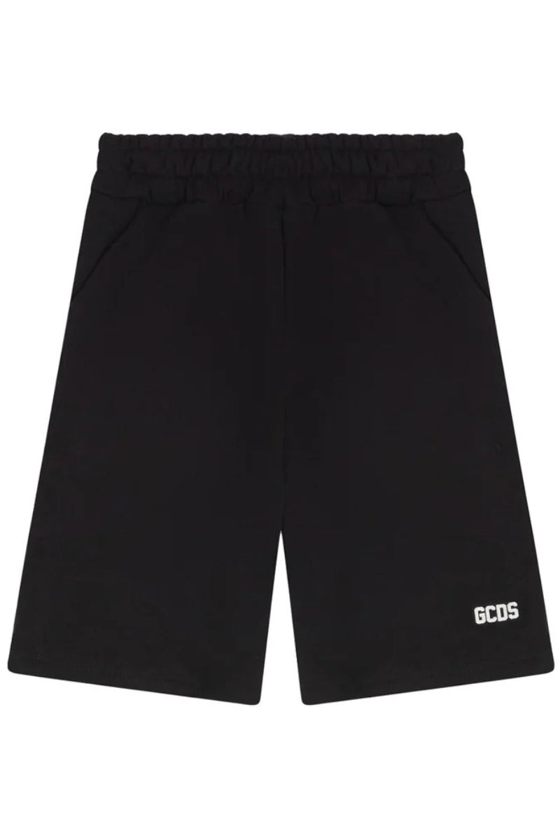 Bermuda da ragazzo e ragazza in cotone con multi logo a contrasto sui lati C1BJQL554F004