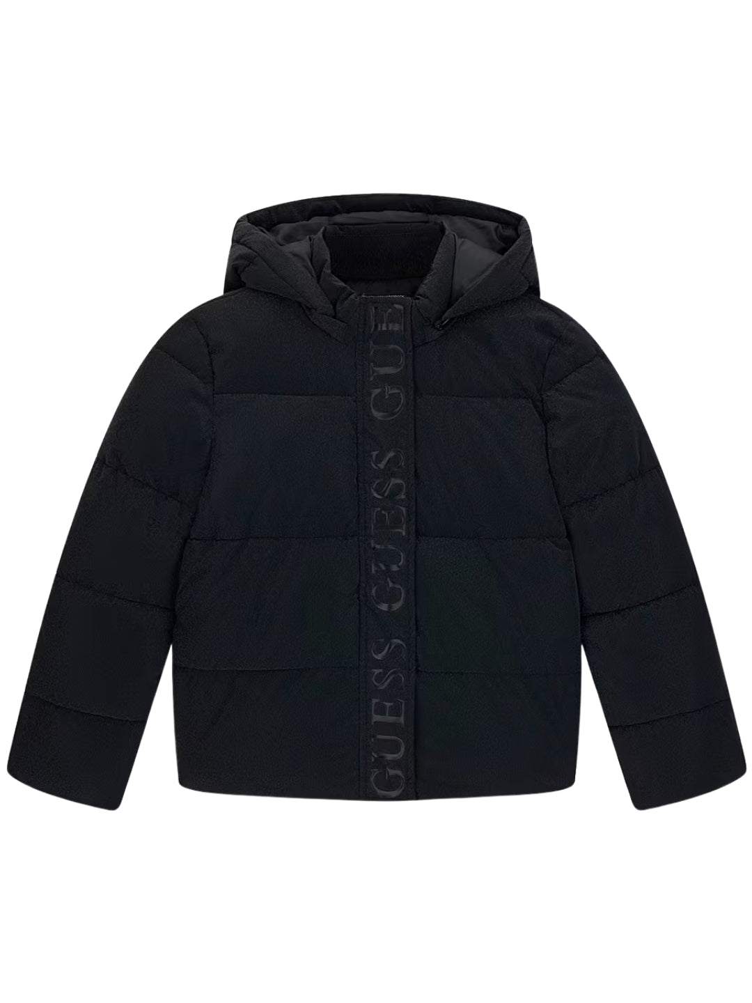 Giubbotto pesante da ragazza con multi logo lettering stampato ton sur ton sul davanti in verticale  J6BL02W3993