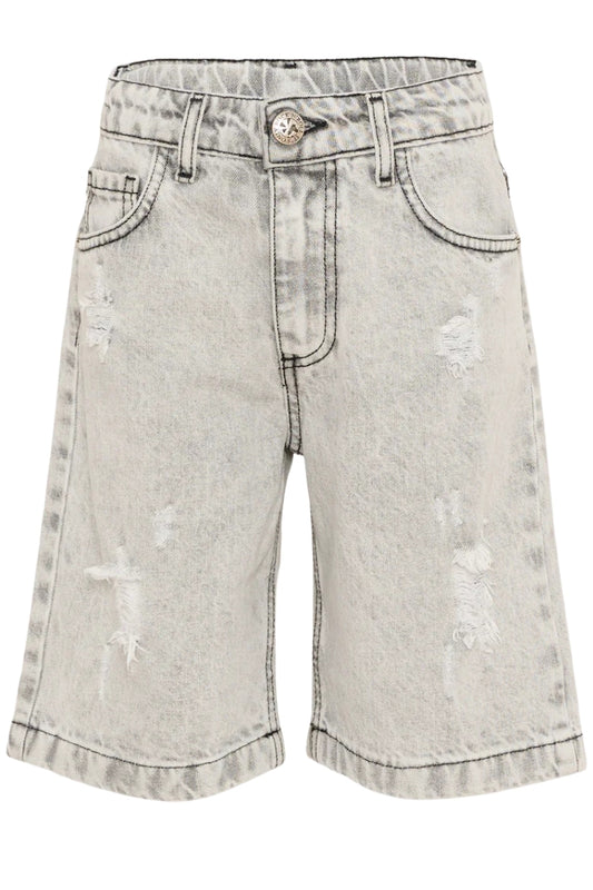 Bermuda da ragazza in denim scuro con strappi frontali RBP26093BE