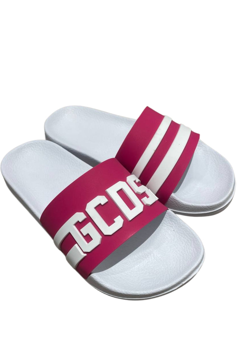 Ciabatte da ragazza con logo lettering a contrasto sulla fascia frontale GCK111