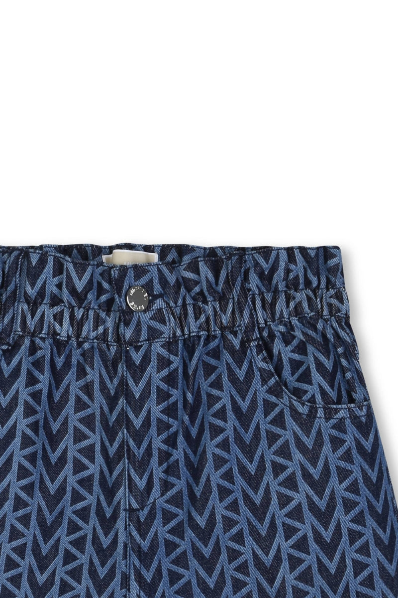 Shorts da bambina e ragazza in denim con dettagli geometrici stampati all over R30570/Z10
