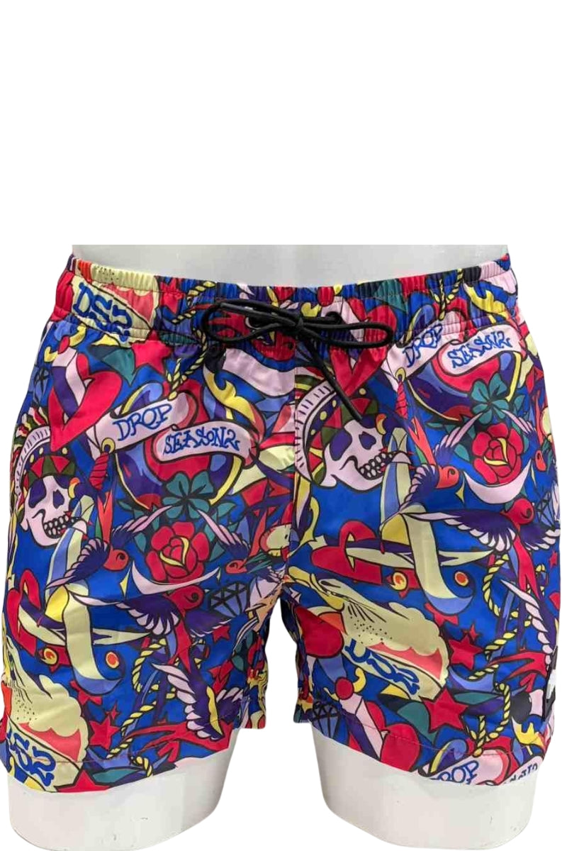 Costume da bagno da uomo modello boxer con stampa loggata a fantasia all over SS26B21