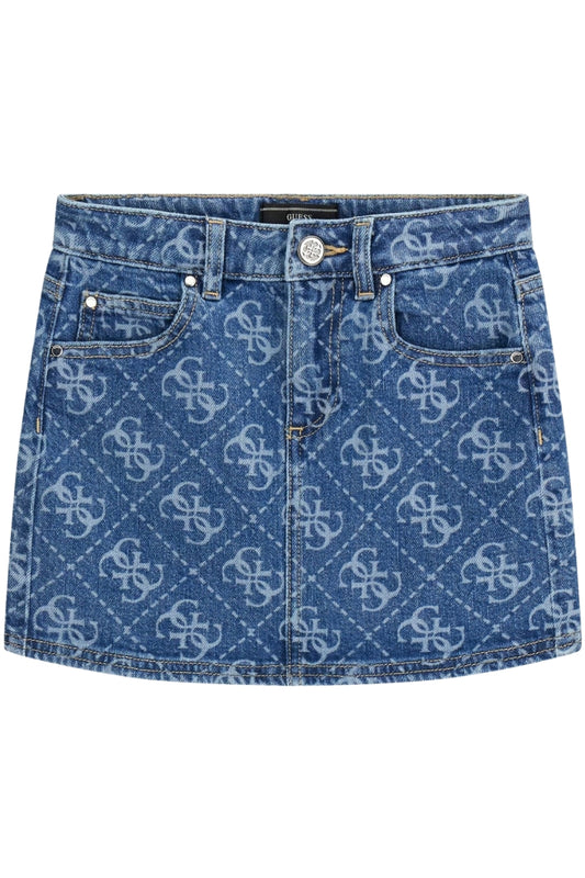 Gonna da ragazza in denim con logo 4G all over J6RD03D5FM0