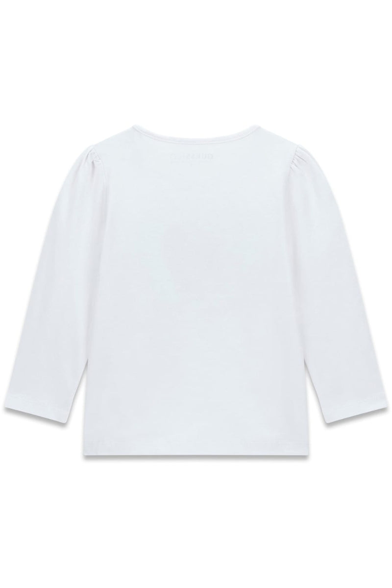Maglia girocollo da bambina con stampa frontale cuore, strisce e logo lettering (6 e 7 anni) K6RI14K6YW4