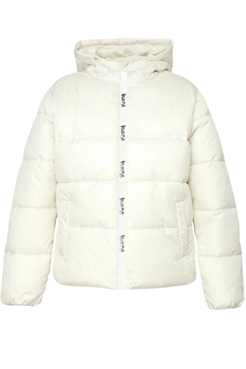 Giubbotto da ragazzo e ragazza in nylon con maxi logo a contrasto colore sul retro 25IDK58613