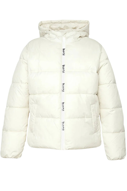 Giubbotto da ragazzo e ragazza in nylon con maxi logo a contrasto colore sul retro 25IDK58613