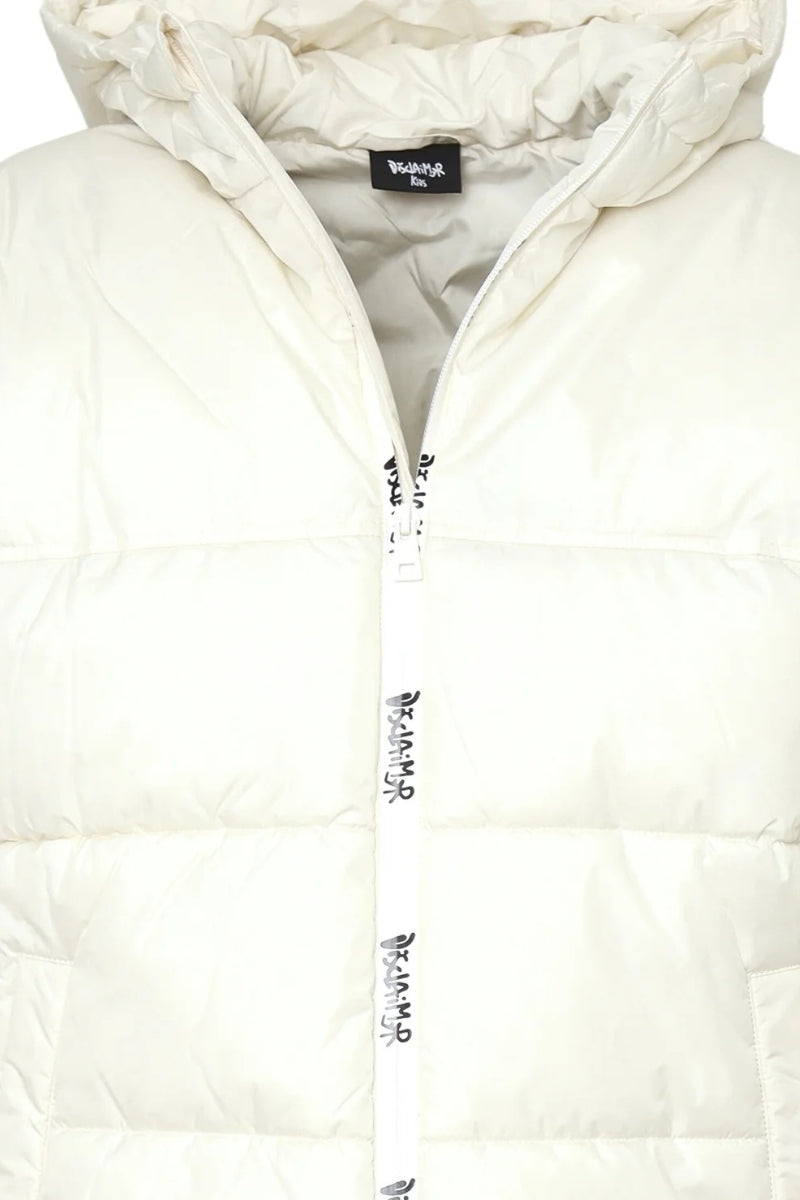 Giubbotto da ragazzo e ragazza in nylon con maxi logo a contrasto colore sul retro 25IDK58613