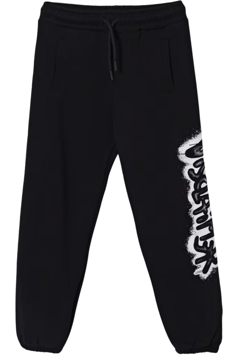Pantaloni tuta da ragazzo e ragazza con logo lettering effetto vernice spray a sinistra 25IDK58618