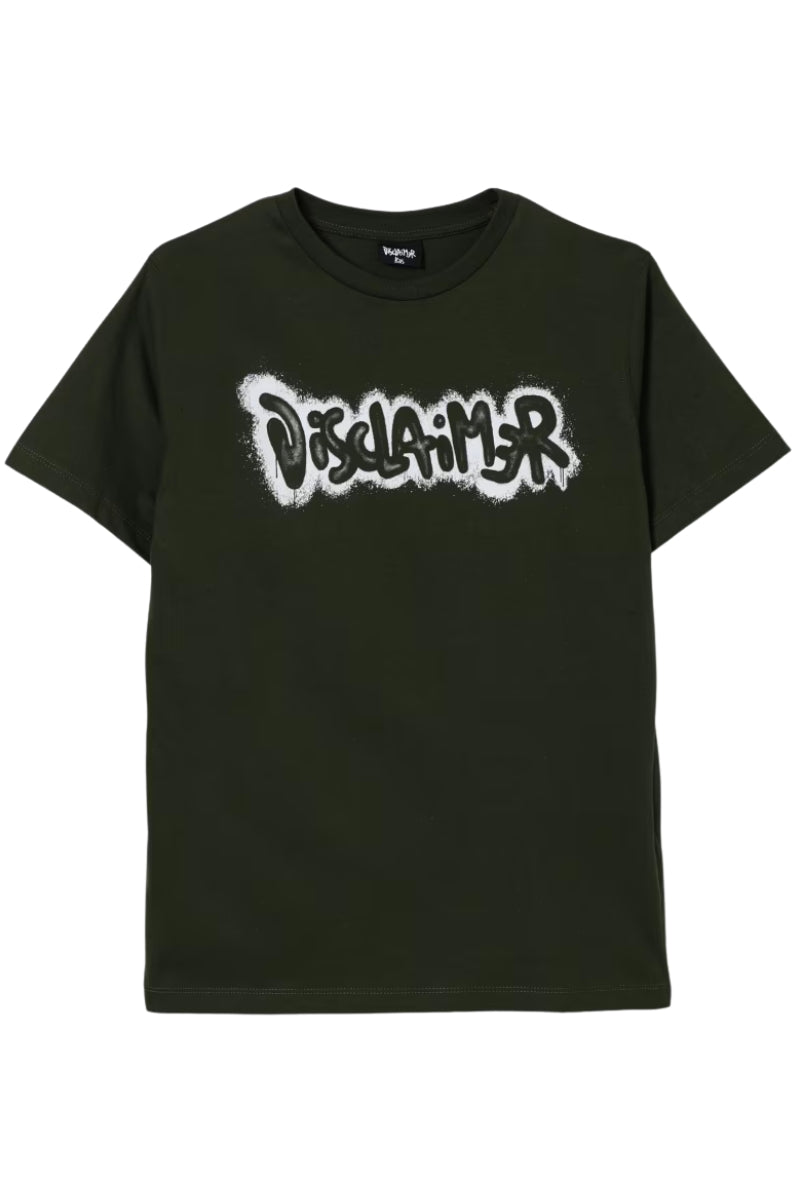 T-shirt girocollo da ragazzo e ragazza con logo lettering effetto vernice spray 25IDK58619