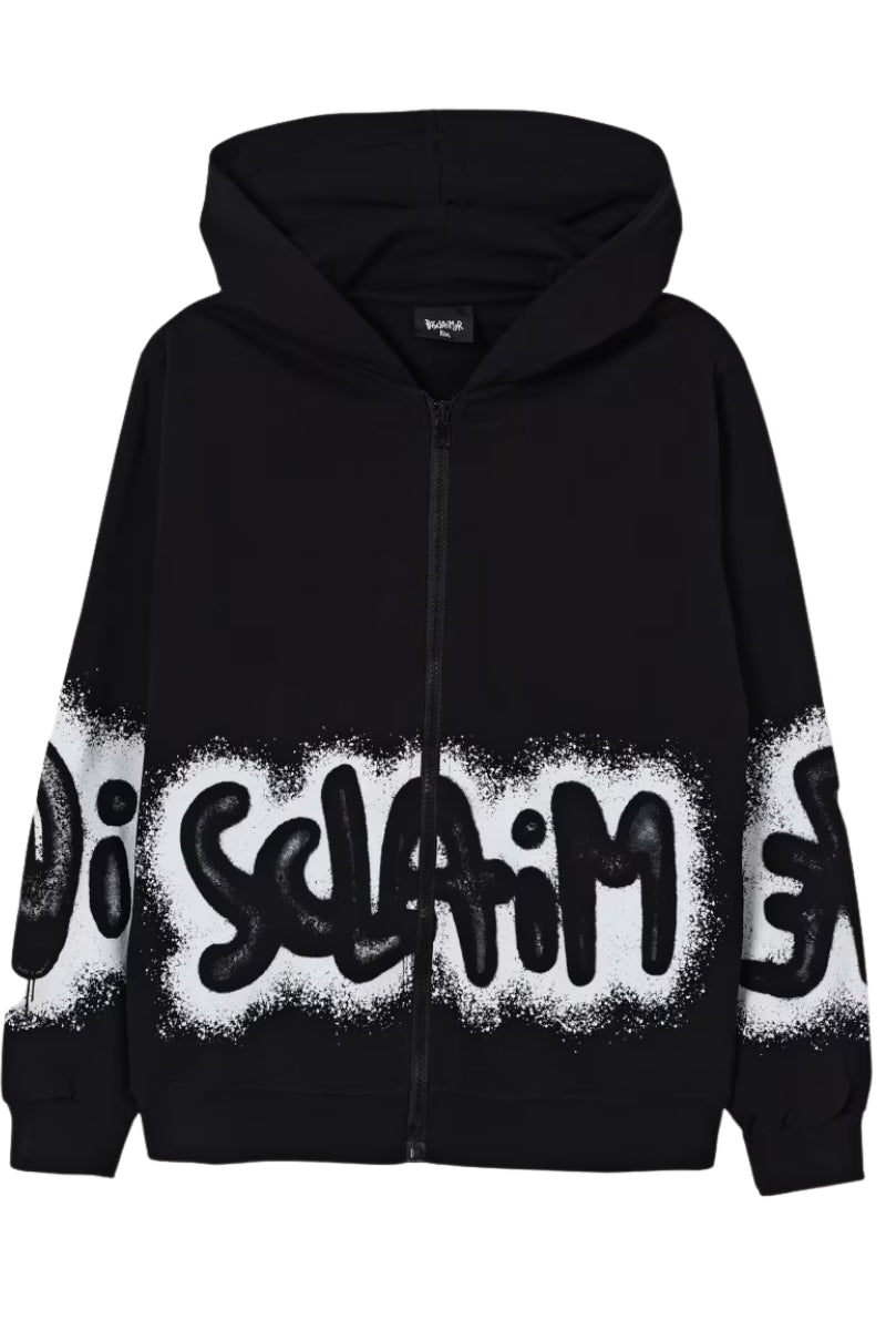 Felpa da ragazzo con cappuccio e maxi logo lettering sul davanti effetto vernice spray 25IDK58620