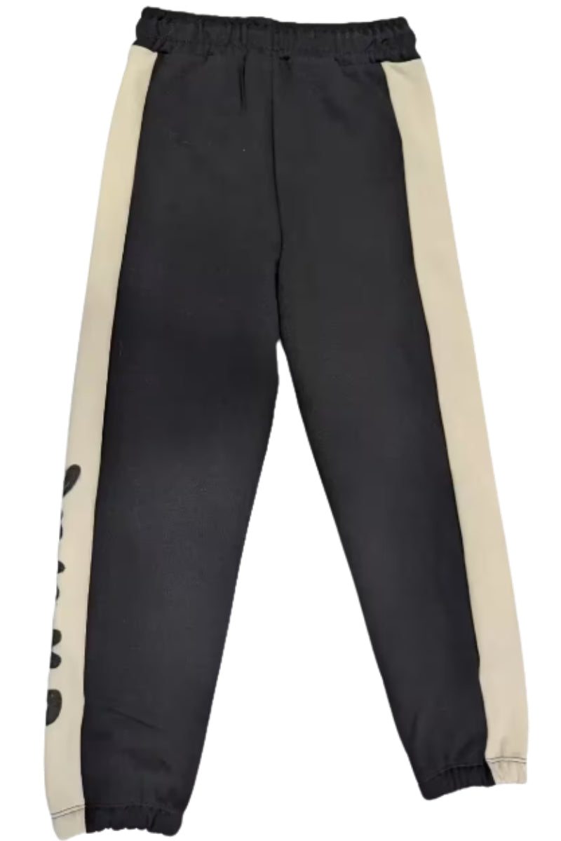 Pantaloni tuta da ragazzo e ragazza con fasce laterali a contrasto colore e logo 25IDK58684