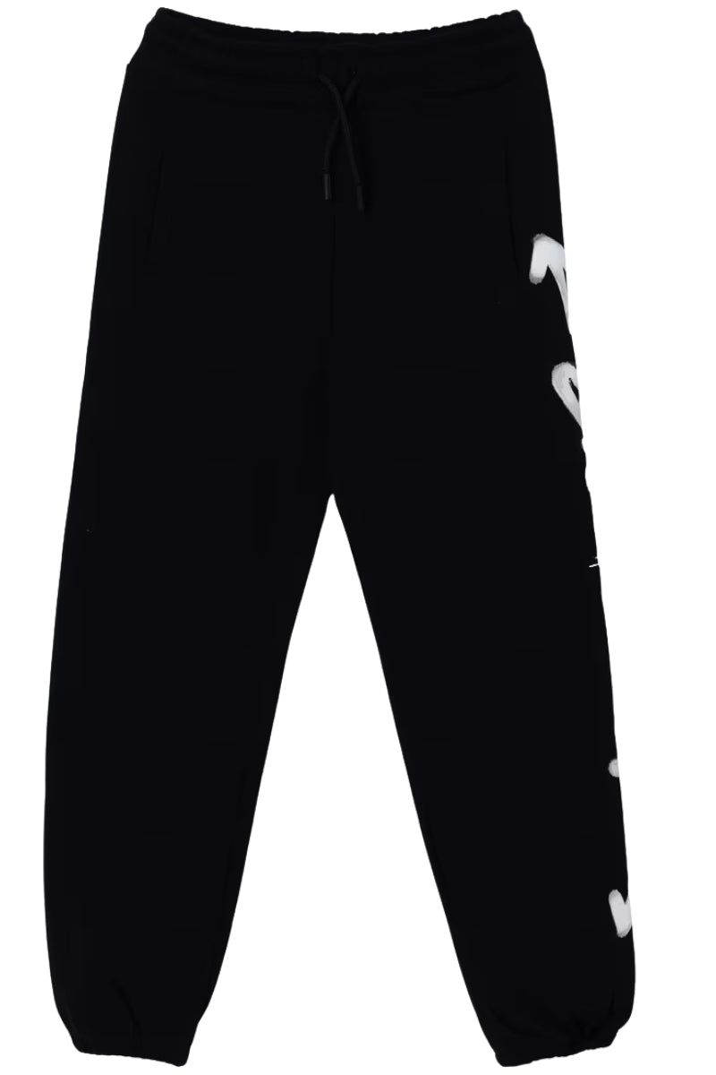 Pantaloni da ragazzo e ragazza modello jogging con maxi logo a contrasto sulla gamba sinistra 25IDK58701