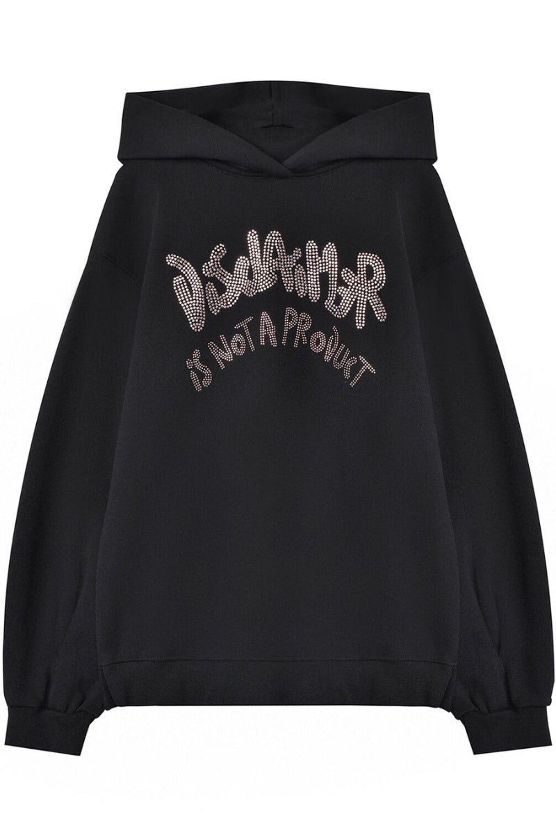 Felpa da ragazza con cappuccio e logo lettering con strass sul davanti 25IDK58764