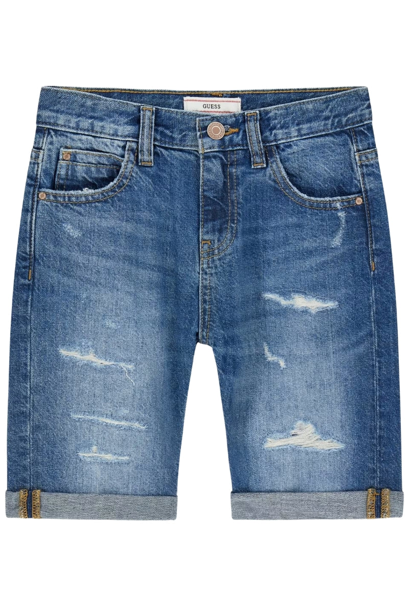 Bermuda da ragazzo in denim con vita media L6GD06D41E0