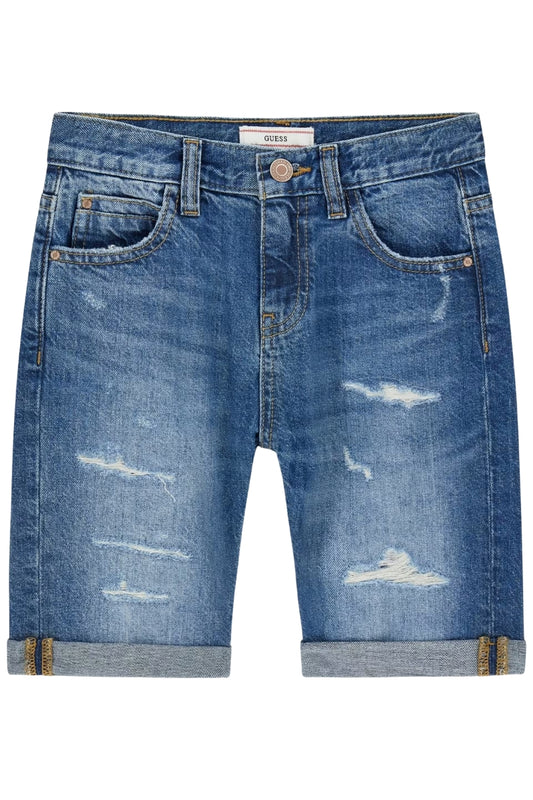 Bermuda da ragazzo in denim con vita media L6GD06D41E0