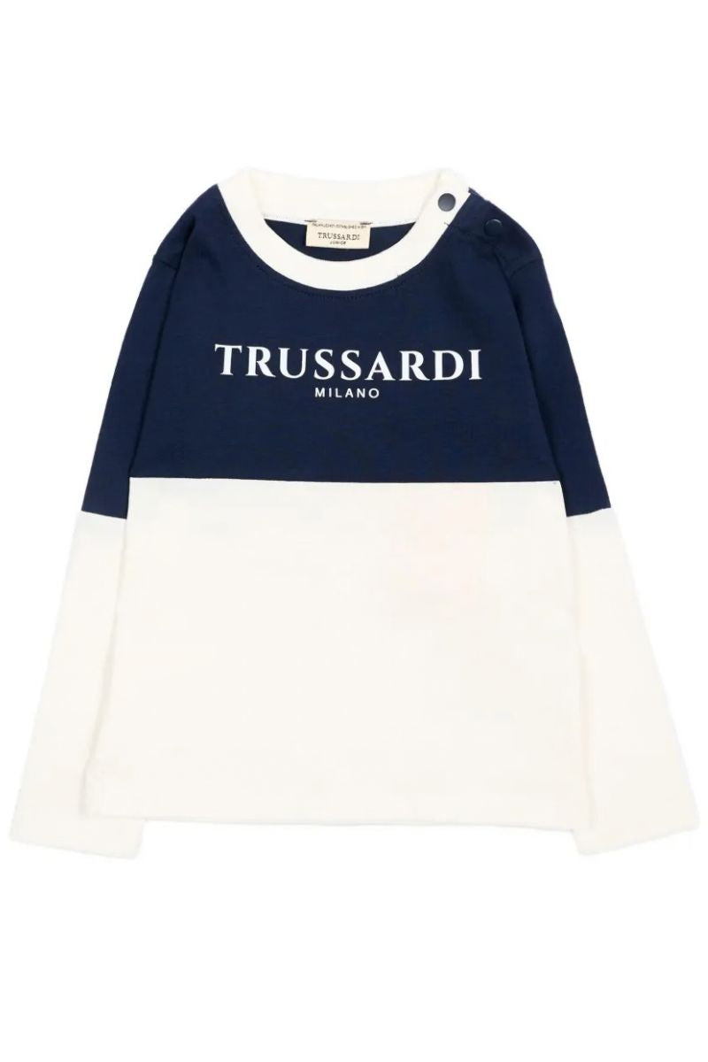 Maglia da neonato e bambino in cotone con motivo color block bicolor TIA26055TS