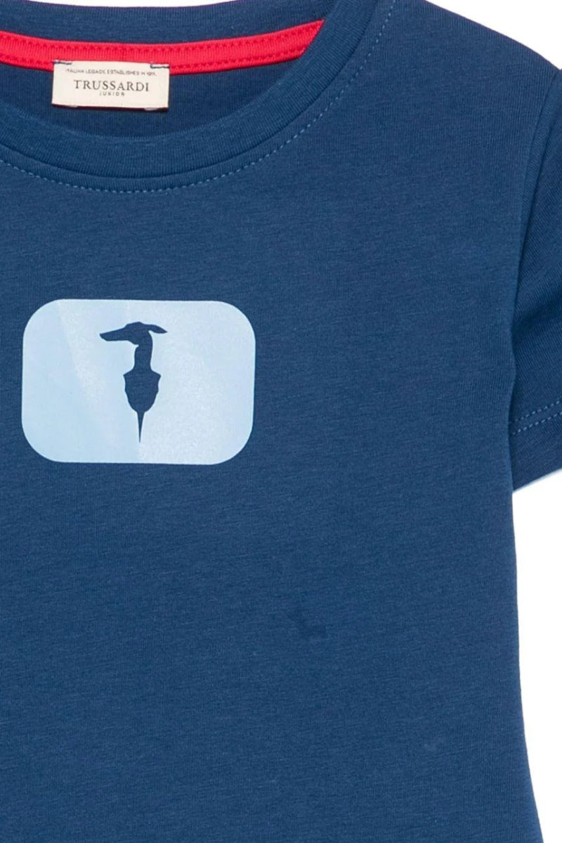 T-shirt da neonato e bambino in cotone con logo stampato a contrasto colore sul davanti TIP26093TS