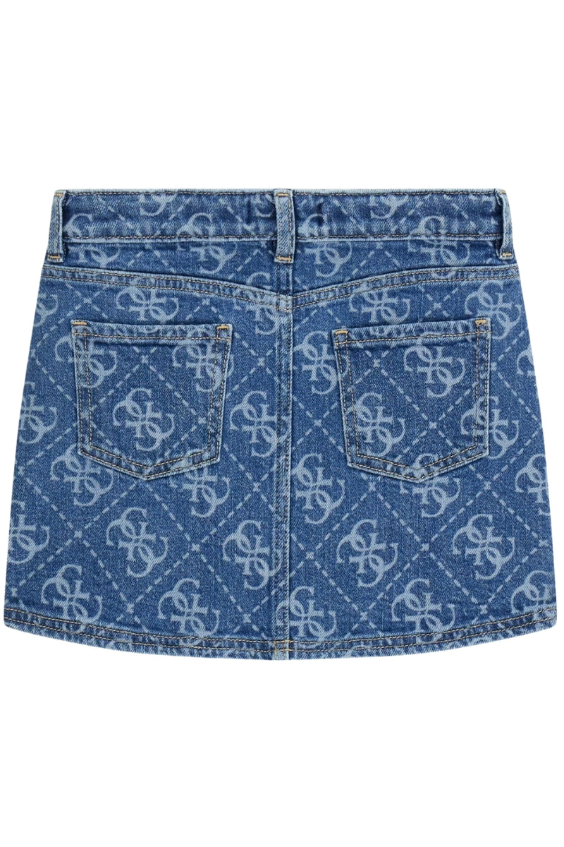 Gonna da ragazza in denim con logo 4G all over J6RD03D5FM0