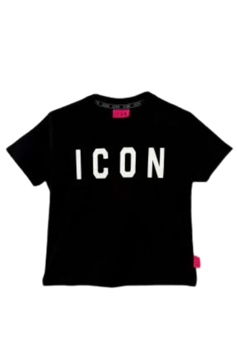 T-shirt girocollo da ragazza cropped a maniche corte con logo IGKS00508
