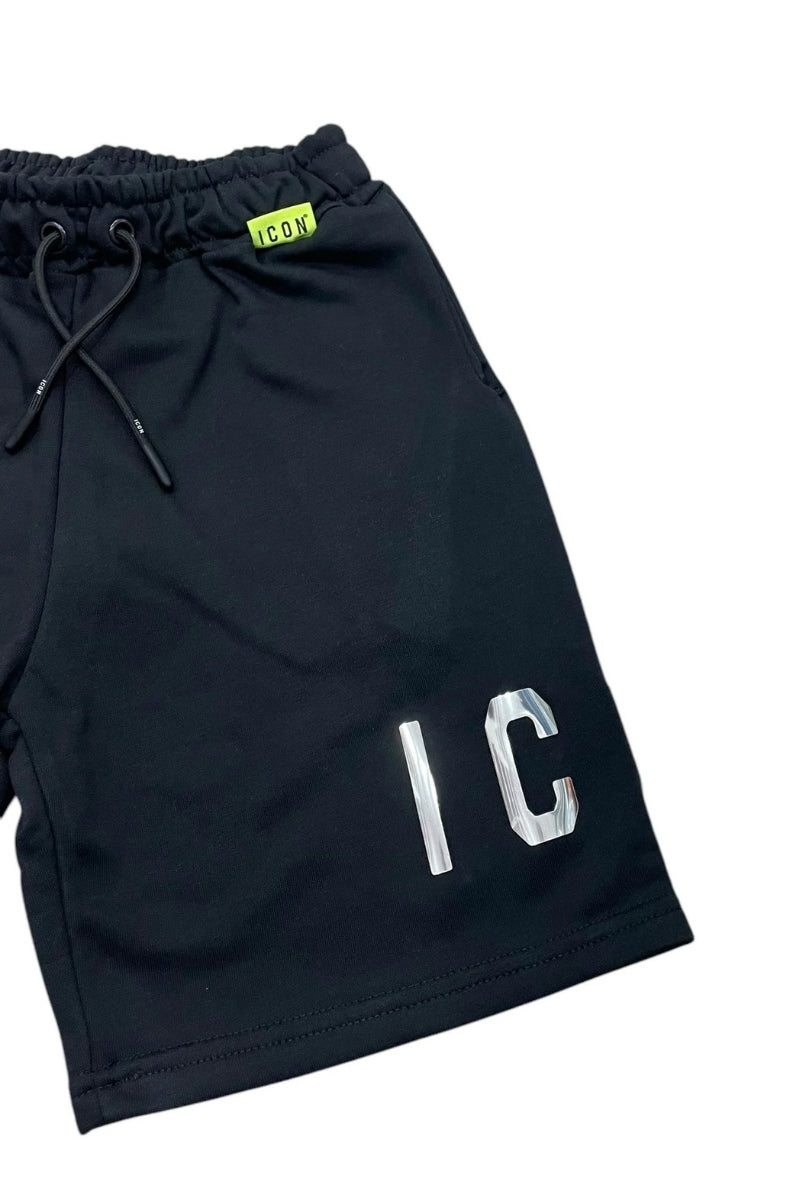 Bermuda da ragazzo con logo lettering laminato laterale IBSH00653