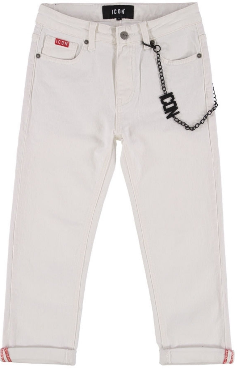 Pantaloni da ragazzo con catena logata in dotazione e logo sul retro IBDT00446