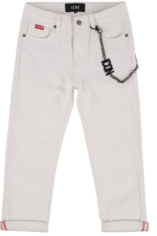 Pantaloni da ragazzo con catena logata in dotazione e logo sul retro IBDT00446