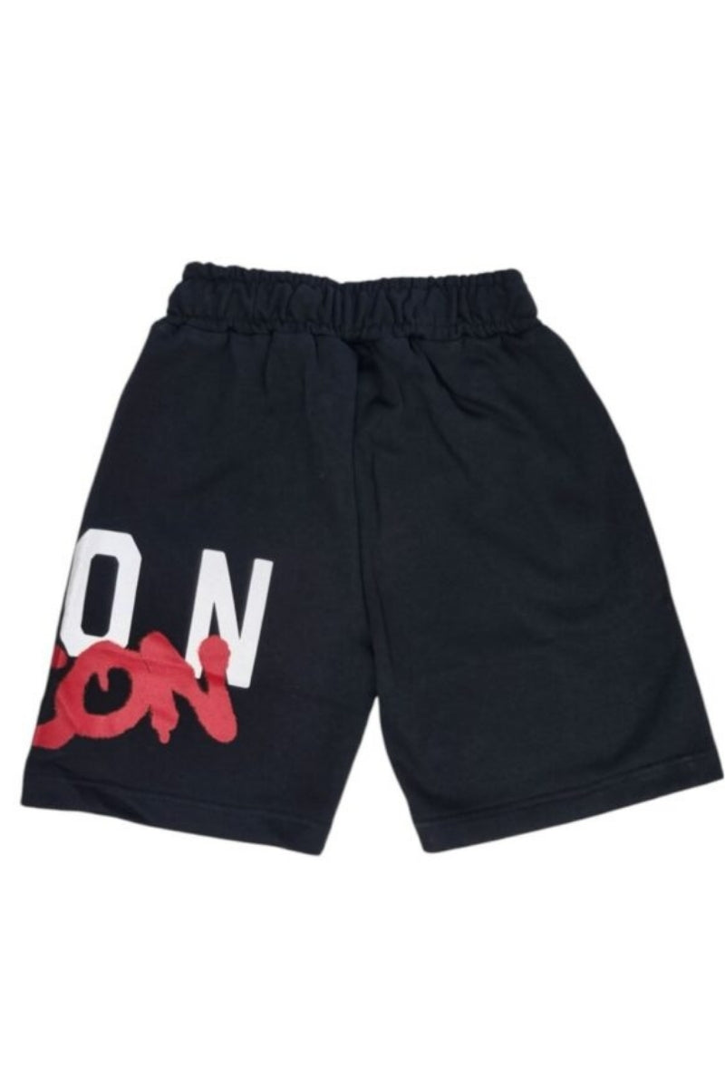 Bermuda da ragazzo con stampa con doppio maxi logo lettering bicolor IBSH00595