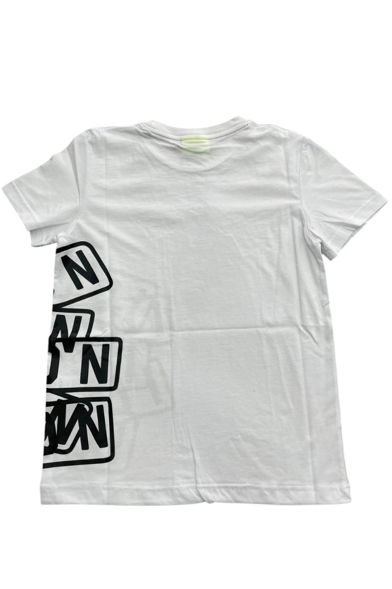 T-shirt da ragazzo girocollo con multi logo lettering laterale IBKS00526