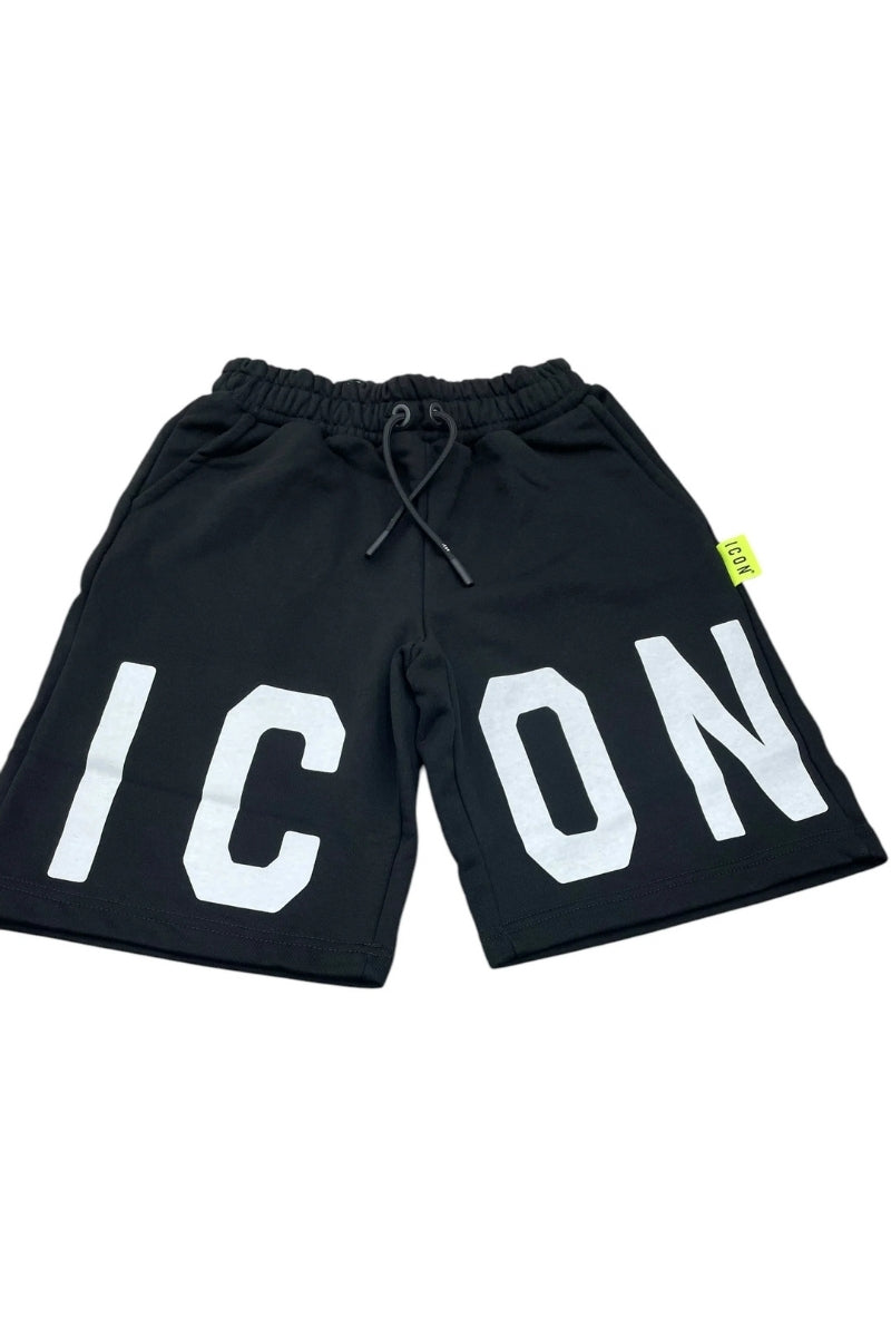 Bermuda da ragazzo con maxi logo lettering frontale e cinta elastica IBSH00491