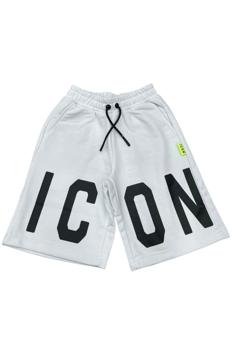 Bermuda da ragazzo con maxi logo lettering frontale e cinta elastica IBSH00491