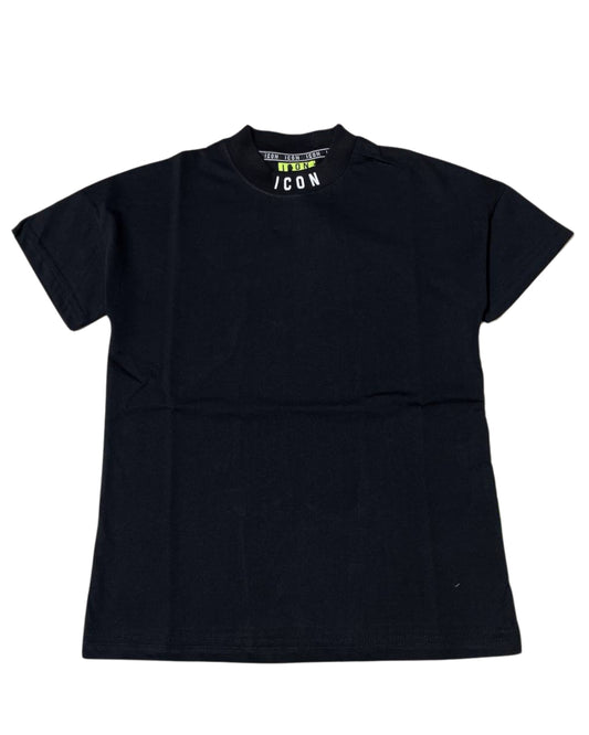 T-shirt da ragazzo in cotone con logo lettering sul collo e sul retro IBKS00584