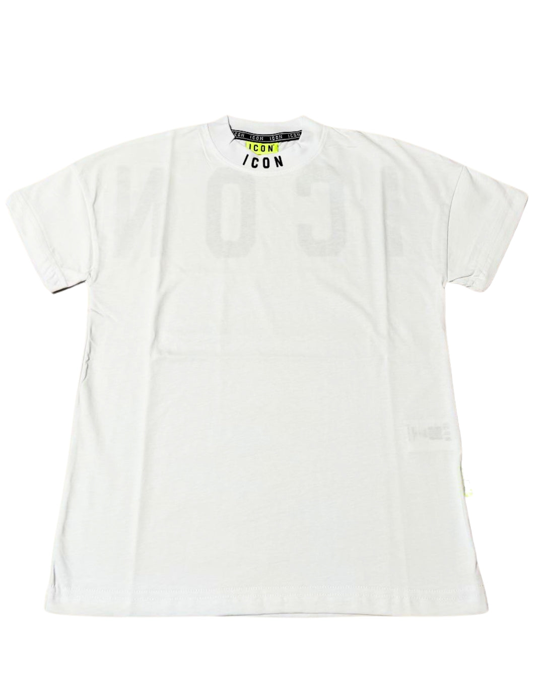 T-shirt da ragazzo in cotone con logo lettering sul collo e sul retro IBKS00584