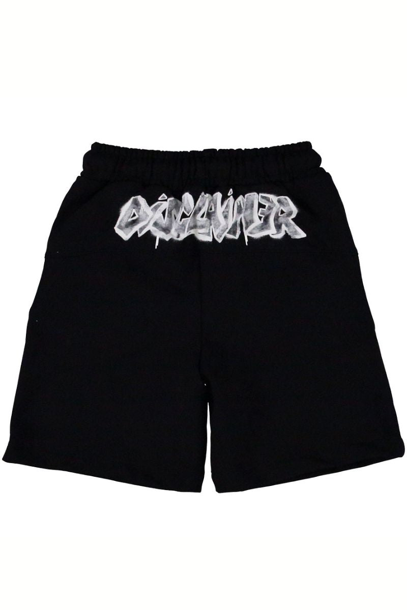 Bermuda da ragazzo in cotone con stampa logo lettering effetto murales sul retro 25EDK58405