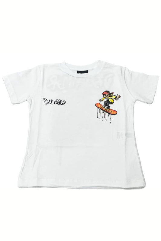 T-shirt girocollo da bambino e ragazzo in cotone con fantasia effetto vernice con logo 25EDK58410