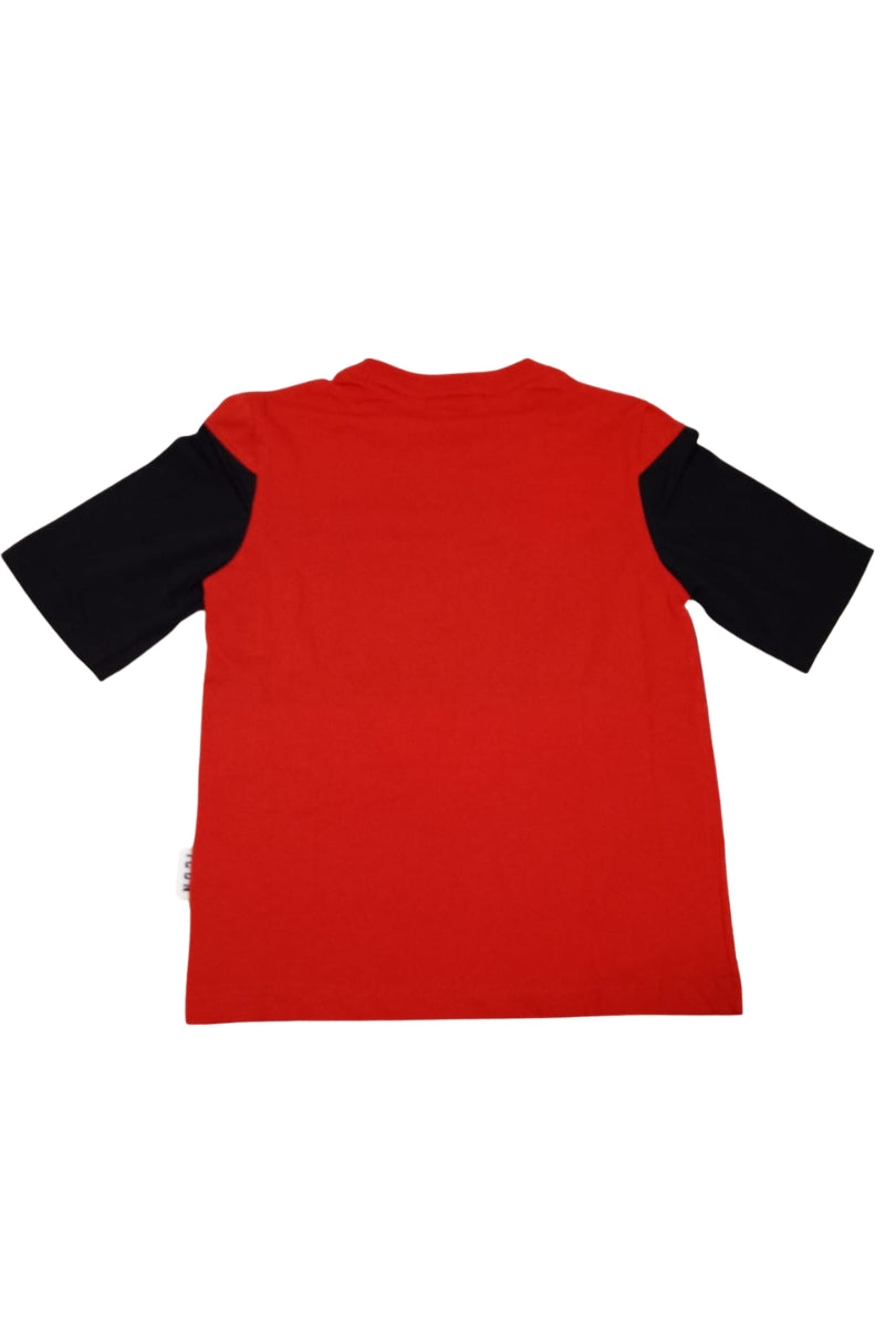 T-shirt girocollo da ragazzo con maniche corte a contrasto colore e maix logo lettering IBKS001009