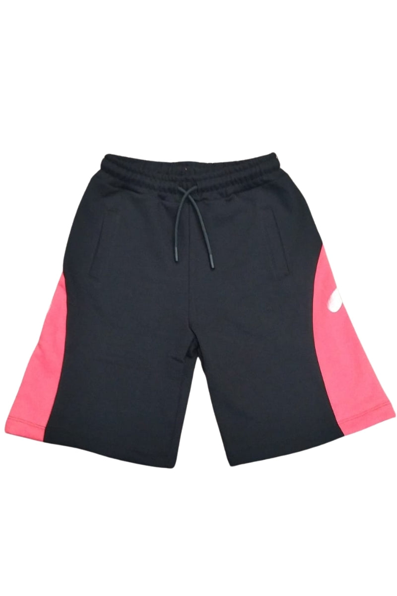 Bermuda da ragazzo in cotone con maxi banda loggata a contrasto sul retro 26EDK58827