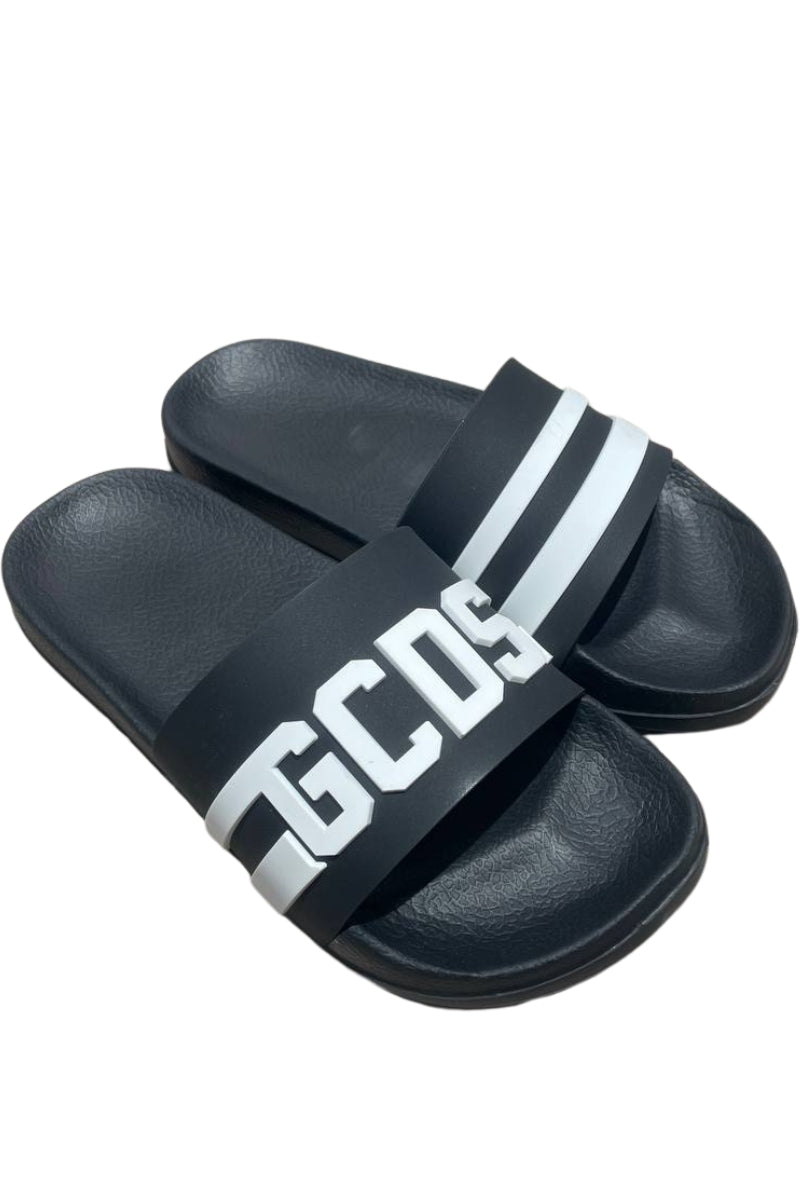 Ciabatte da ragazzo con logo lettering a contrasto sulla fascia frontale GCK113