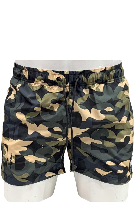Costume da bagno da uomo modello boxer con stampa loggata a fantasia militare SS26B17