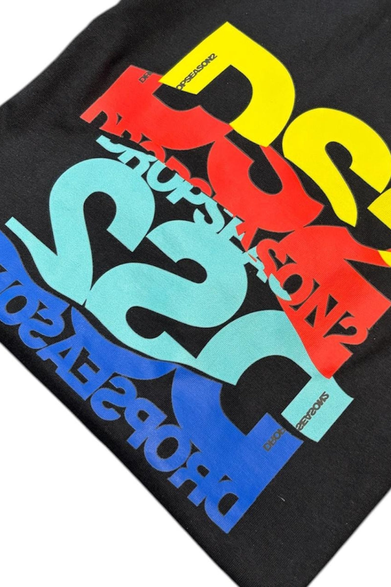 T-shirt da uomo in cotone con stampa frontale multi logo multicolor SS26B14