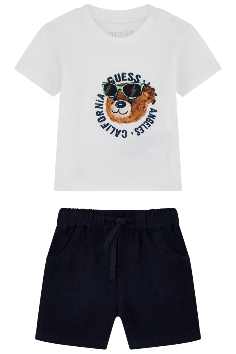 Completo da neonato due pezzi con stampa con logo e orsacchiotto I5GG09K5M20