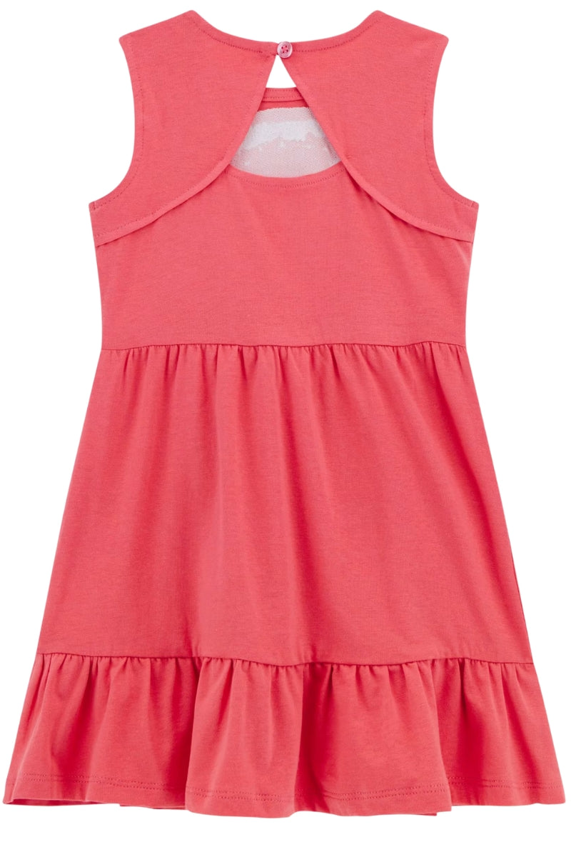 Abito midi da bambina in cotone con triangolo logato con paillettes sul davanti K5GK22K6YW4