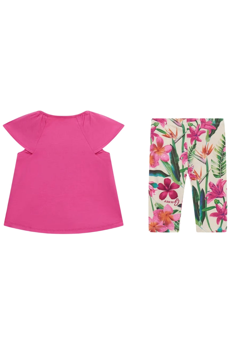 Completo da bambina in cotone con stampa all over floreale K5GG02K6YW4