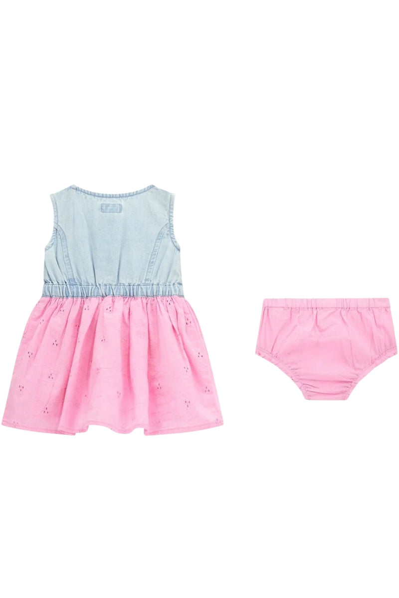 Vestitino smanicato da neonata in denim con culotte A5GK07D5NZ0