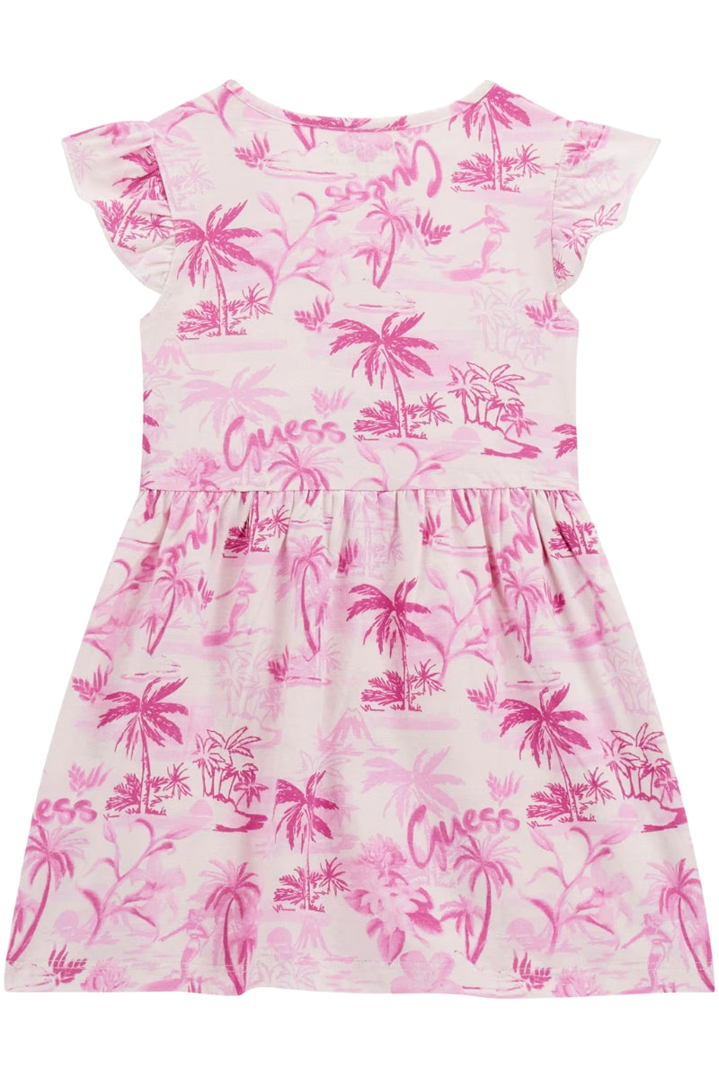 Vestito da bambina a fantasia tropicale con volant sulle maniche K5GK14K6YW4